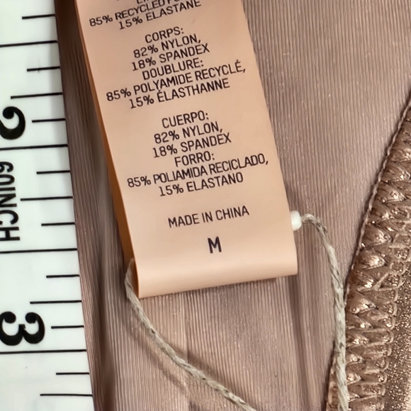 SKIMS METALLIC SWIM CYCLE SUIT/NWT / Champagne color - Picture 13 of 14